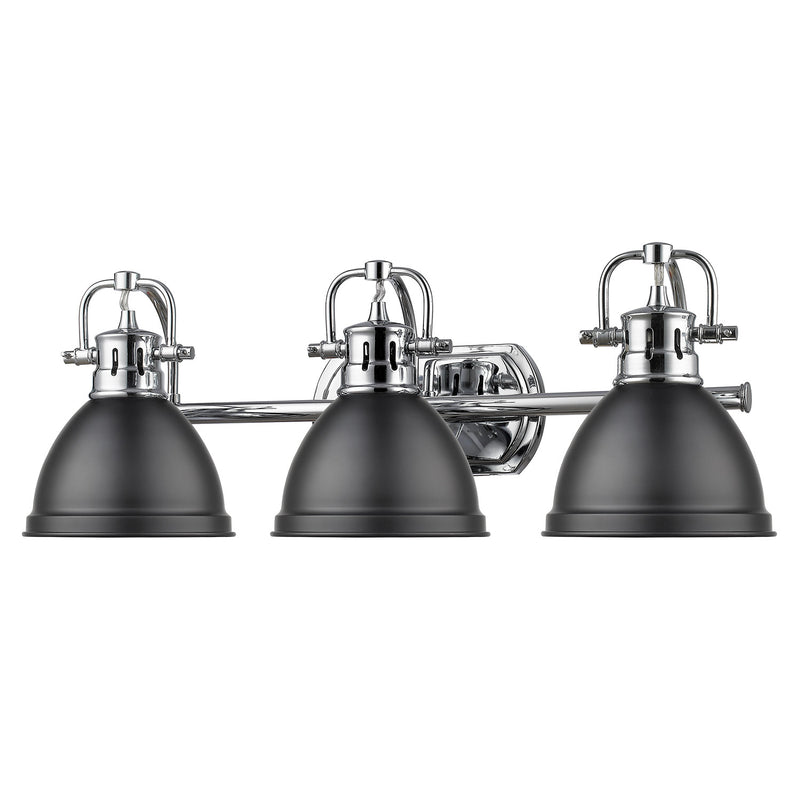 Golden 3602-BA3 CH-BLK Three Light Bath Vanity, Chrome