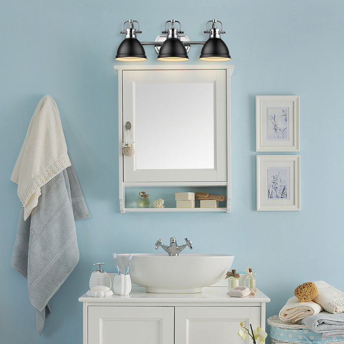 Golden 3602-BA3 CH-BLK Three Light Bath Vanity, Chrome