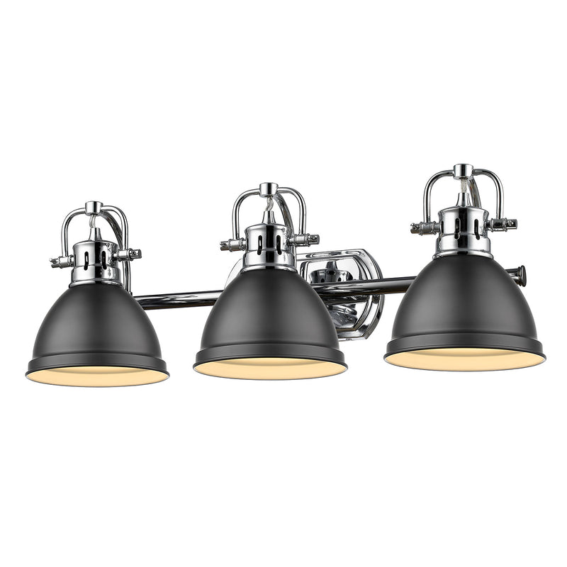 Golden 3602-BA3 CH-BLK Three Light Bath Vanity, Chrome