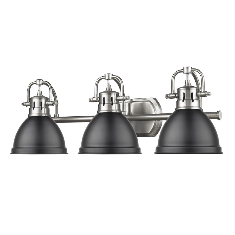 Golden 3602-BA3 PW-BLK Three Light Bath Vanity, Pewter