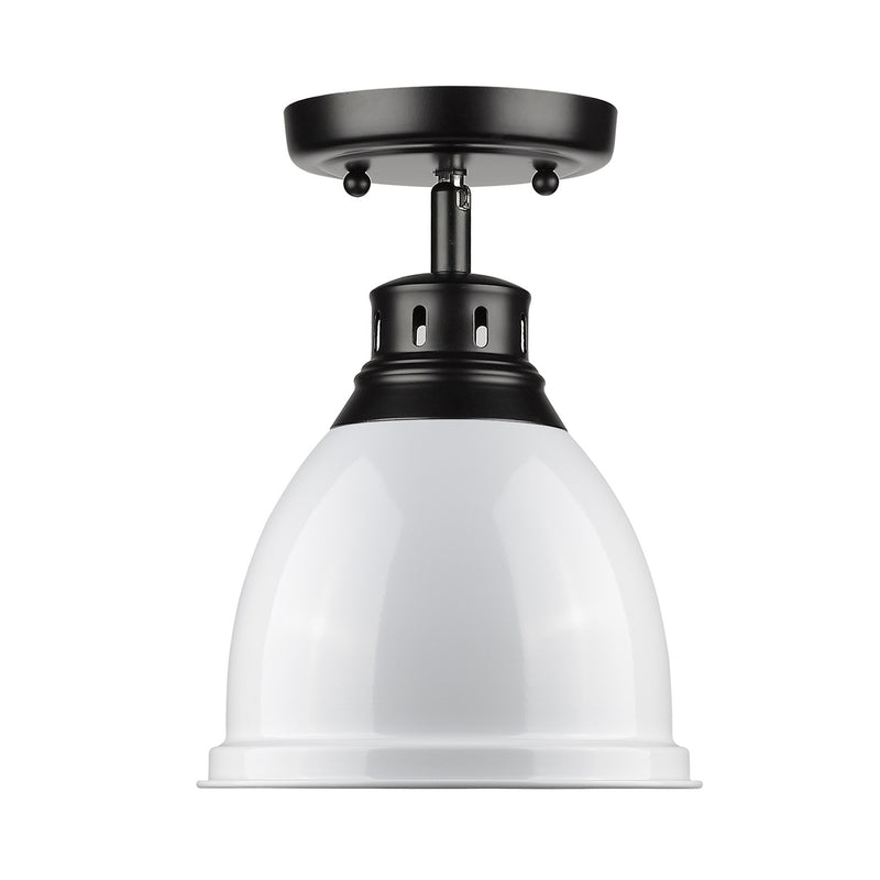 Golden 3602-FM BLK-WH One Light Flush Mount, Matte Black