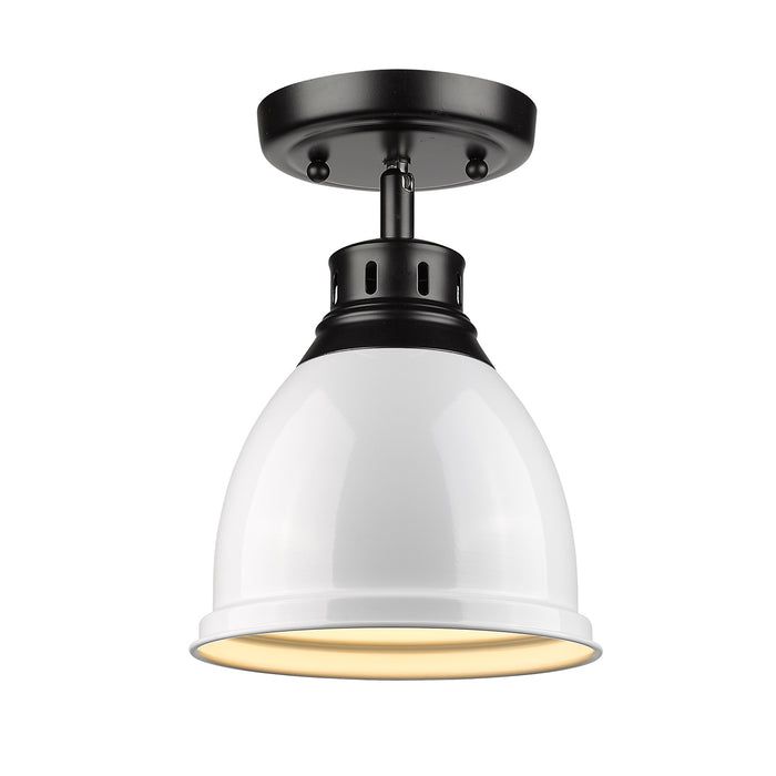 Golden 3602-FM BLK-WH One Light Flush Mount, Matte Black