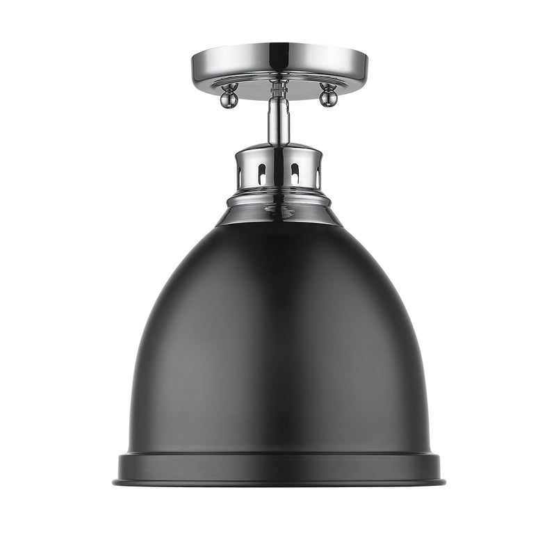 Golden 3602-FM CH-BLK One Light Flush Mount, Chrome