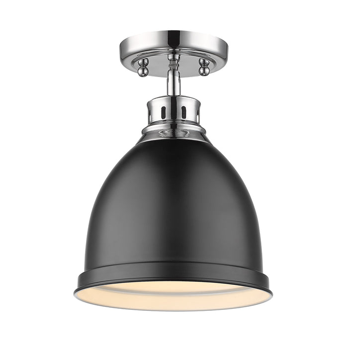 Golden 3602-FM CH-BLK One Light Flush Mount, Chrome