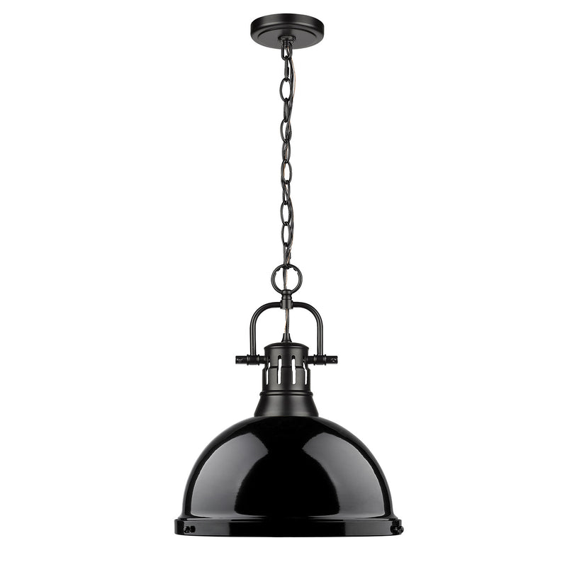 Golden 3602-L BLK-BK One Light Pendant, Matte Black