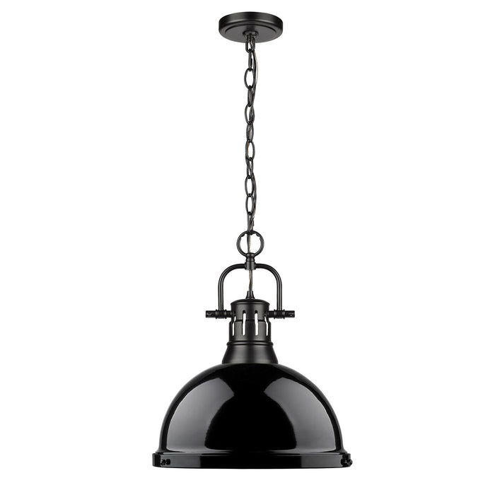 Golden 3602-L BLK-BK One Light Pendant, Matte Black