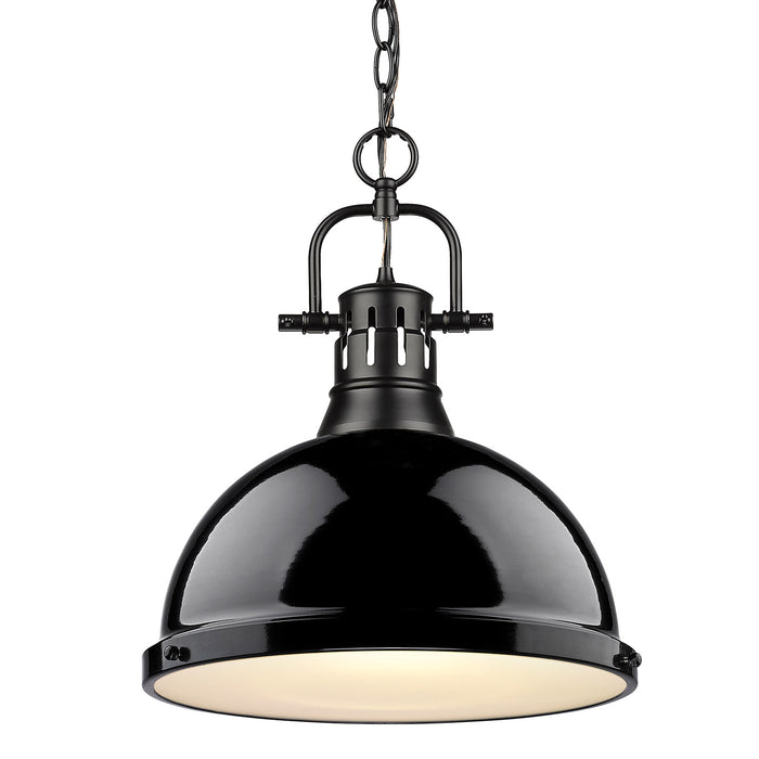 Golden 3602-L BLK-BK One Light Pendant, Matte Black