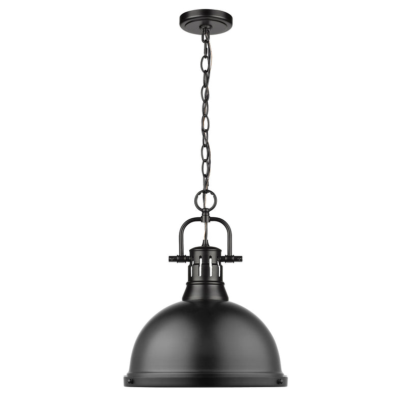 Golden 3602-L BLK-BLK One Light Pendant, Matte Black