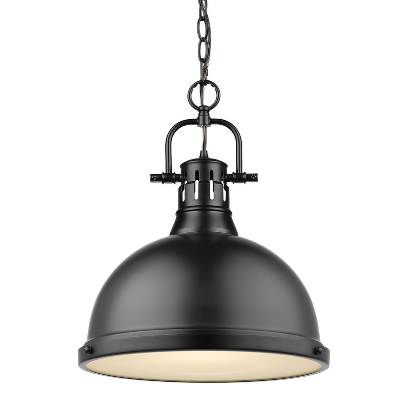 Golden 3602-L BLK-BLK One Light Pendant, Matte Black