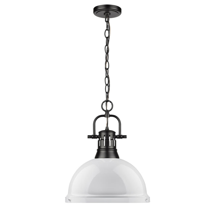 Golden 3602-L BLK-WH One Light Pendant, Matte Black