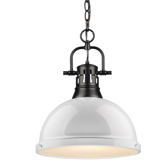 Golden 3602-L BLK-WH One Light Pendant, Matte Black