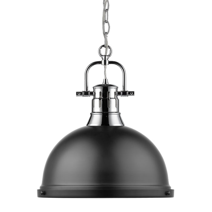 Golden 3602-L CH-BLK One Light Pendant, Chrome