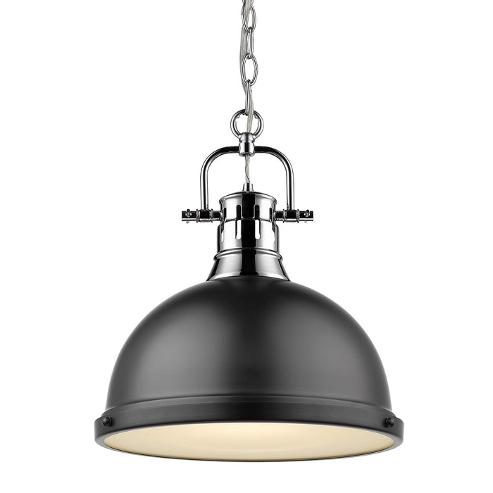 Golden 3602-L CH-BLK One Light Pendant, Chrome