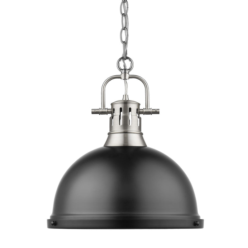 Golden 3602-L PW-BLK One Light Pendant, Pewter