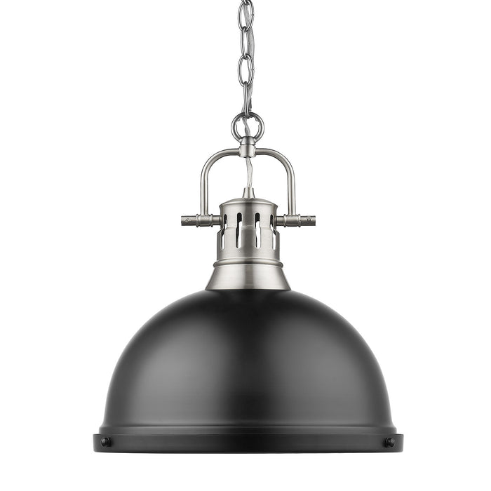 Golden 3602-L PW-BLK One Light Pendant, Pewter