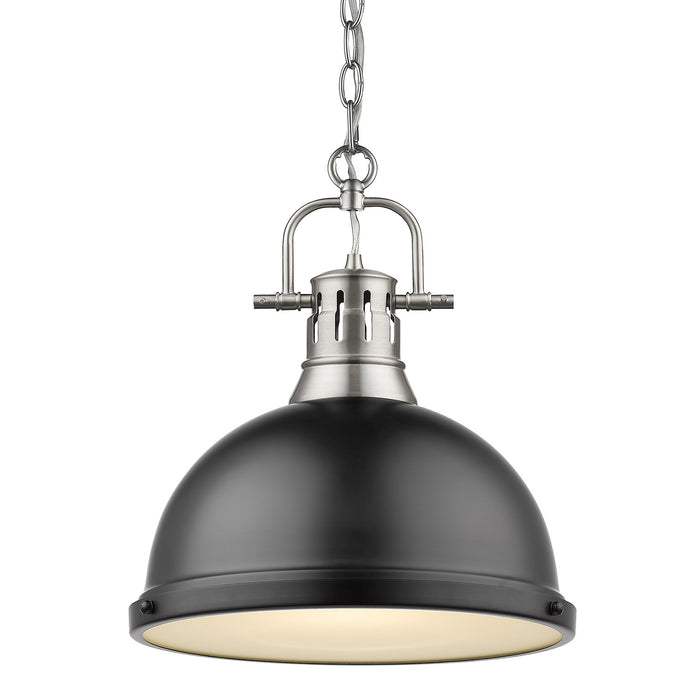 Golden 3602-L PW-BLK One Light Pendant, Pewter