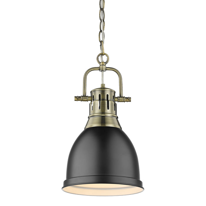 Golden 3602-S AB-BLK One Light Pendant, Aged Brass