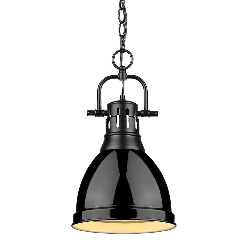 Golden 3602-S BLK-BK One Light Pendant, Matte Black