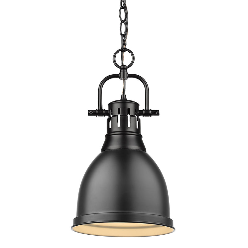 Golden 3602-S BLK-BLK One Light Pendant, Matte Black