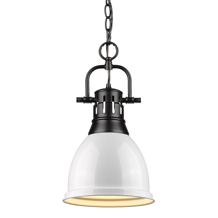 Golden 3602-S BLK-WH One Light Pendant, Matte Black