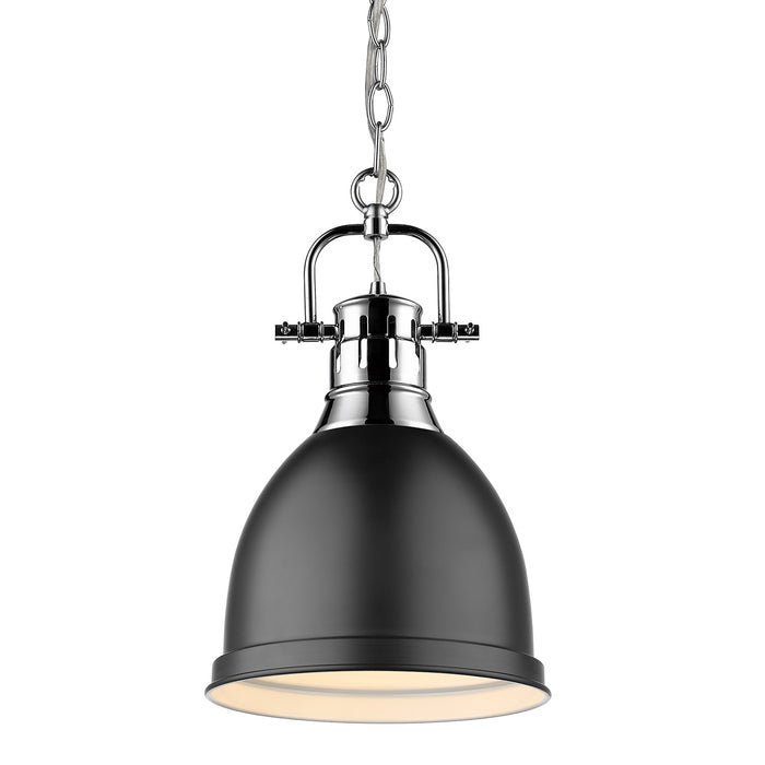 Golden 3602-S CH-BLK One Light Pendant, Chrome