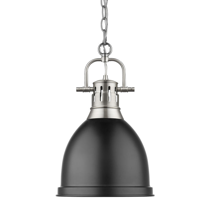 Golden 3602-S PW-BLK One Light Pendant, Pewter