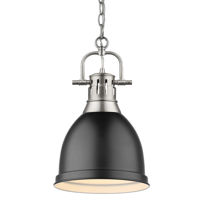 Golden 3602-S PW-BLK One Light Pendant, Pewter