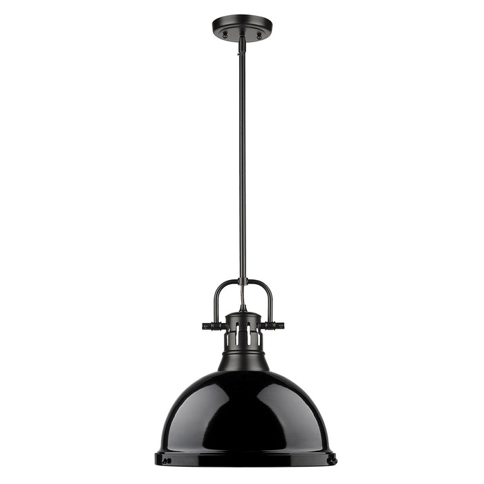Golden 3604-L BLK-BK One Light Pendant, Matte Black