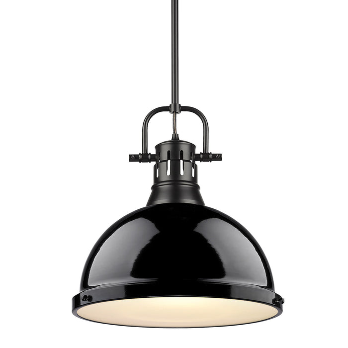 Golden 3604-L BLK-BK One Light Pendant, Matte Black