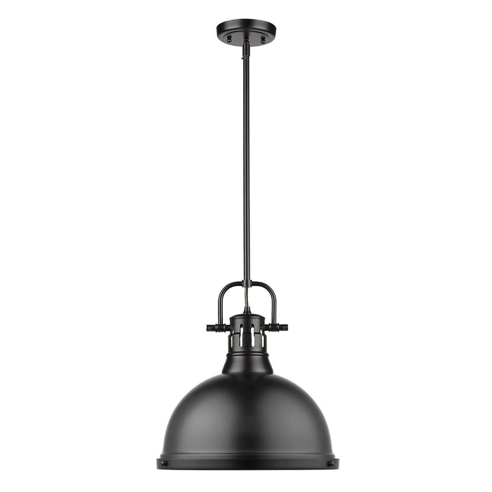 Golden 3604-L BLK-BLK One Light Pendant, Matte Black