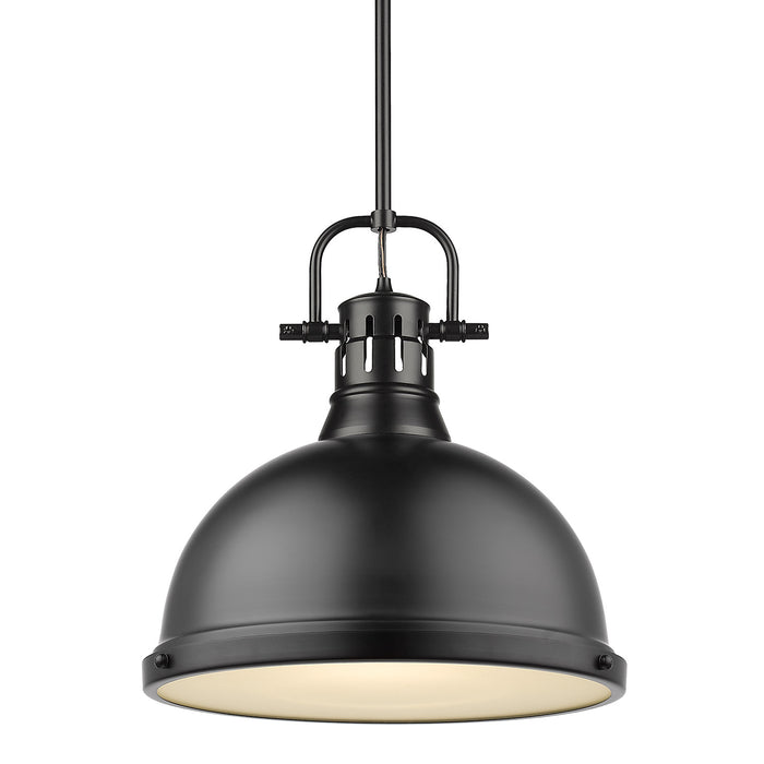 Golden 3604-L BLK-BLK One Light Pendant, Matte Black