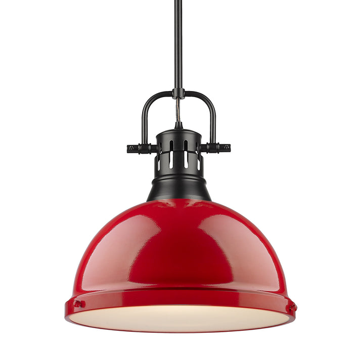 Golden 3604-L BLK-RD One Light Pendant, Matte Black