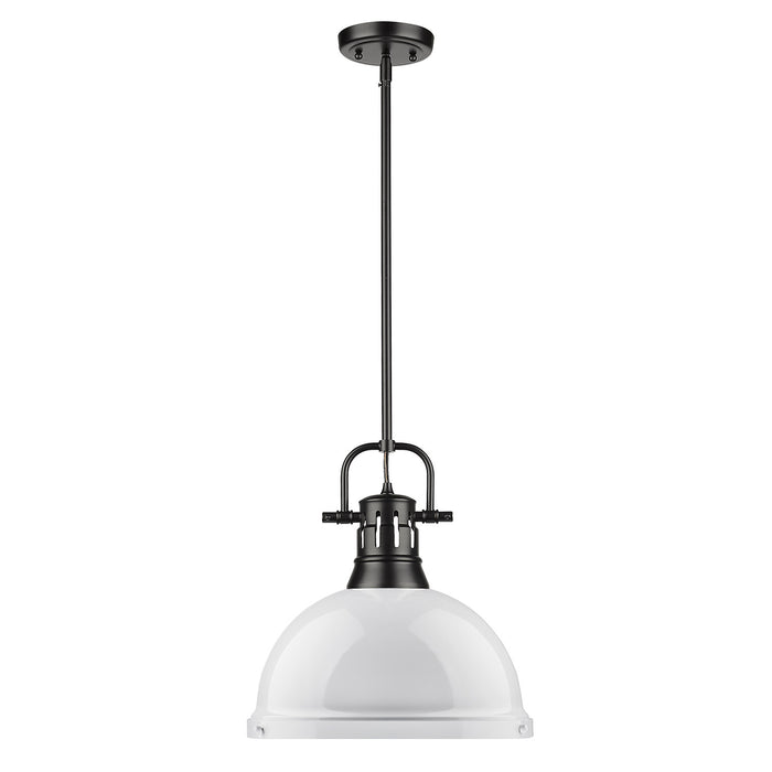 Golden 3604-L BLK-WH One Light Pendant, Matte Black