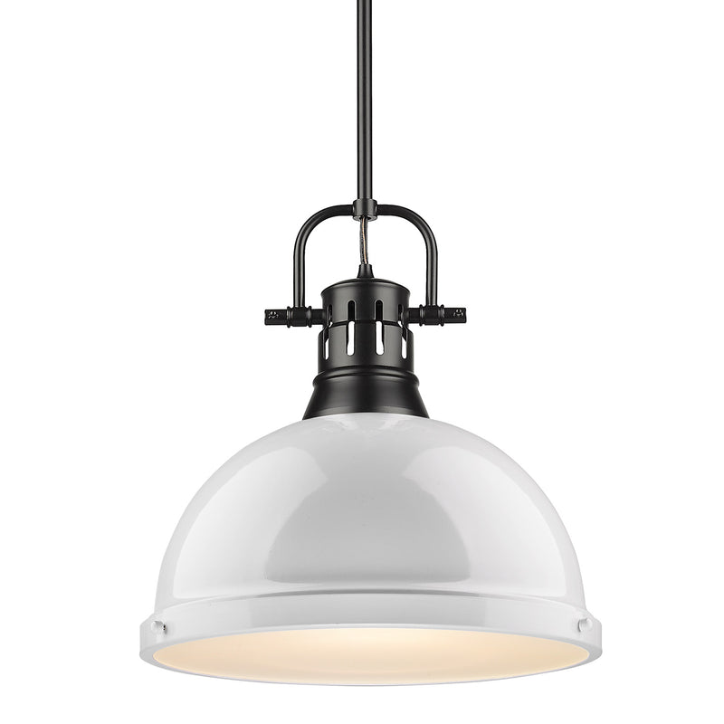 Golden 3604-L BLK-WH One Light Pendant, Matte Black