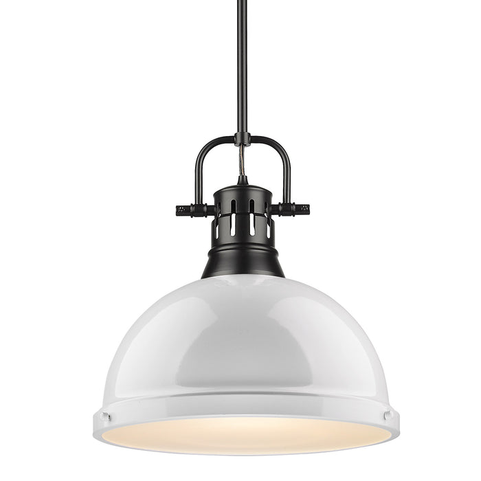 Golden 3604-L BLK-WH One Light Pendant, Matte Black