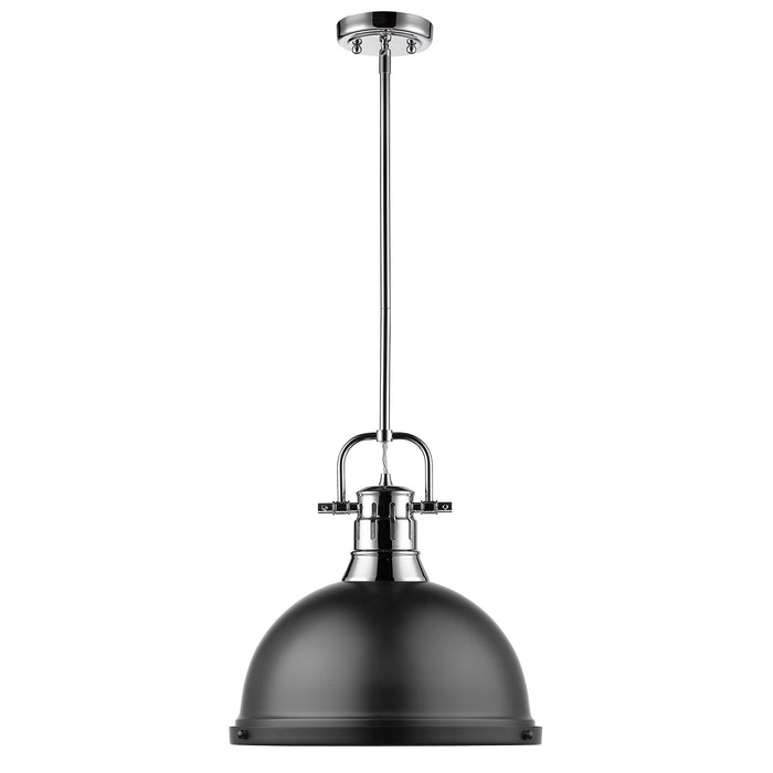 Golden 3604-L CH-BLK One Light Pendant, Chrome