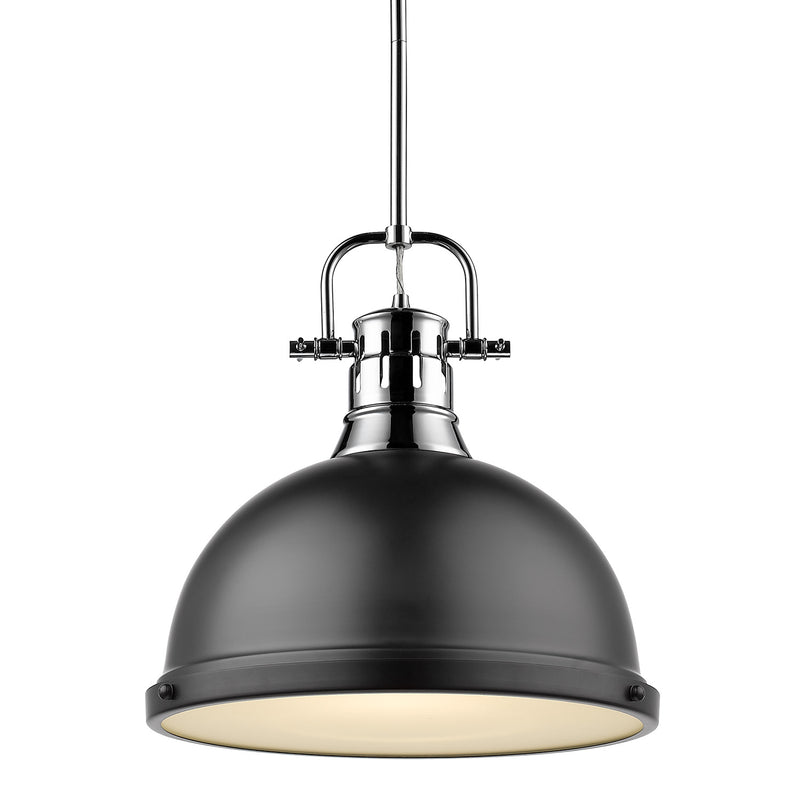Golden 3604-L CH-BLK One Light Pendant, Chrome