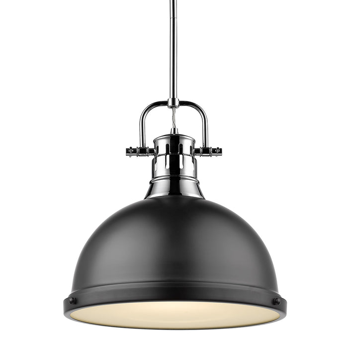 Golden 3604-L CH-BLK One Light Pendant, Chrome