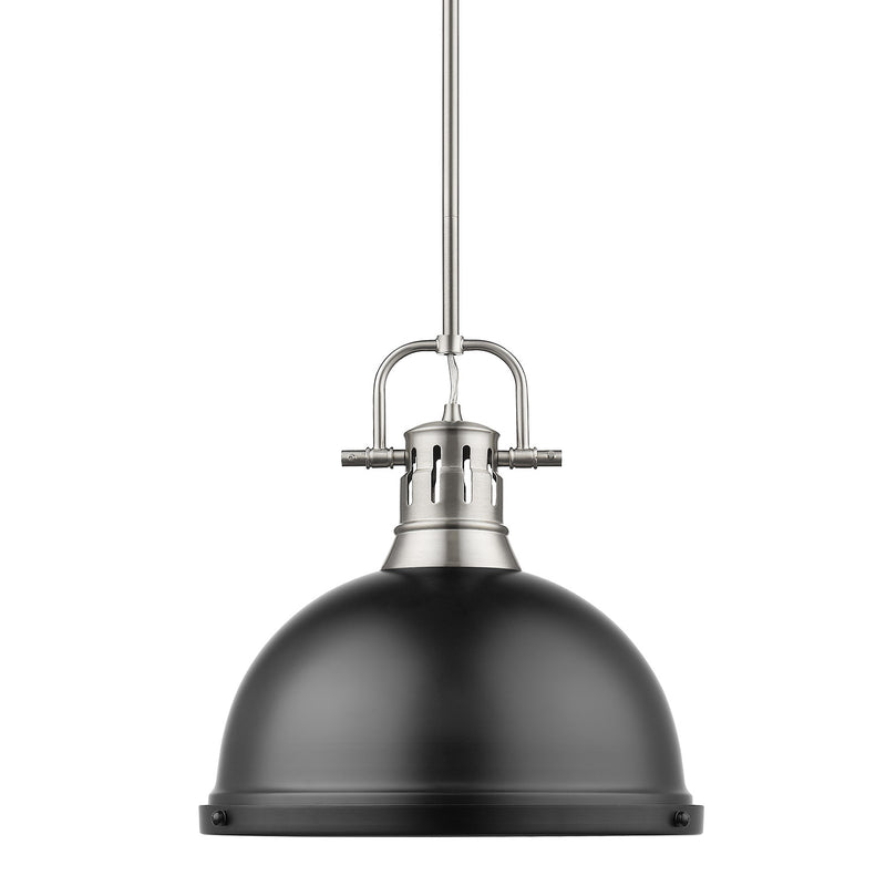 Golden 3604-L PW-BLK One Light Pendant, Pewter