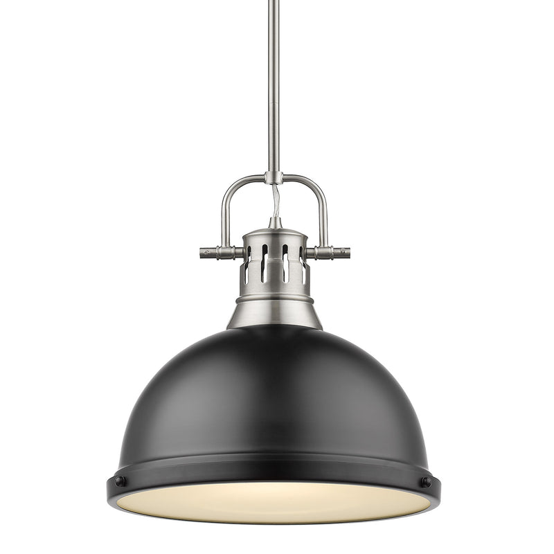 Golden 3604-L PW-BLK One Light Pendant, Pewter