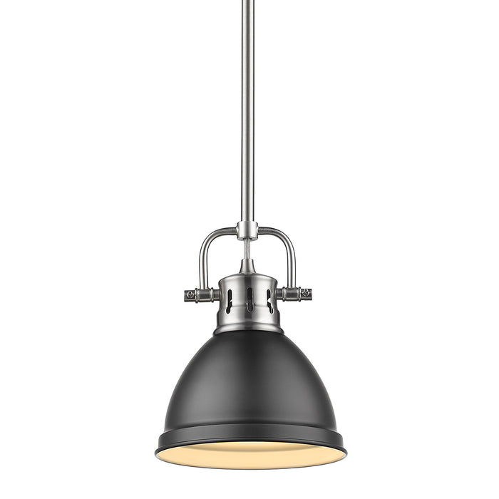Golden 3604-M1L PW-BLK One Light Mini Pendant, Pewter