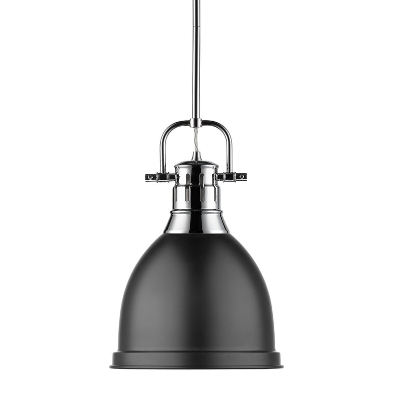 Golden 3604-S CH-BLK One Light Pendant, Chrome