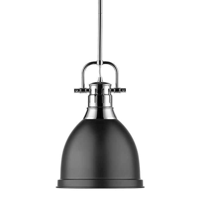 Golden 3604-S CH-BLK One Light Pendant, Chrome