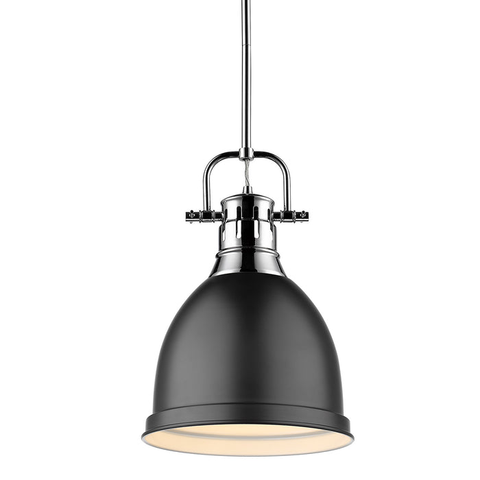 Golden 3604-S CH-BLK One Light Pendant, Chrome