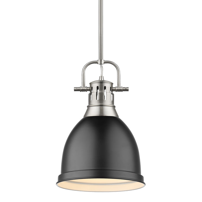 Golden 3604-S PW-BLK One Light Pendant, Pewter