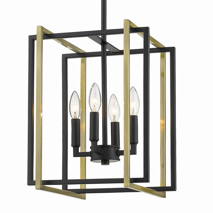 Golden 6070-4 BLK-AB Four Light Chandelier, Matte Black