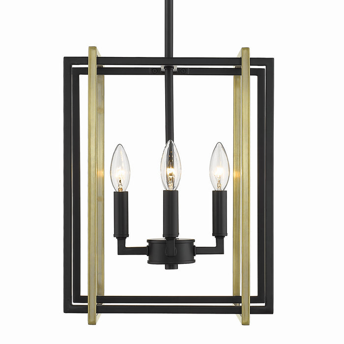 Golden 6070-4 BLK-AB Four Light Chandelier, Matte Black