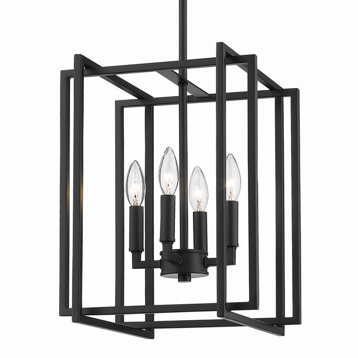 Golden 6070-4 BLK-BLK Four Light Chandelier, Matte Black