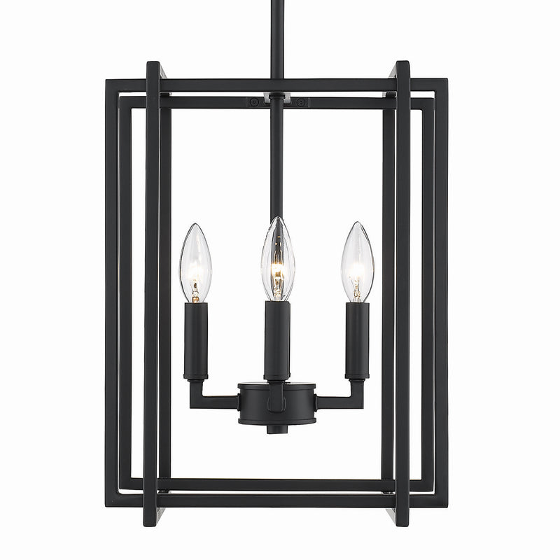 Golden 6070-4 BLK-BLK Four Light Chandelier, Matte Black