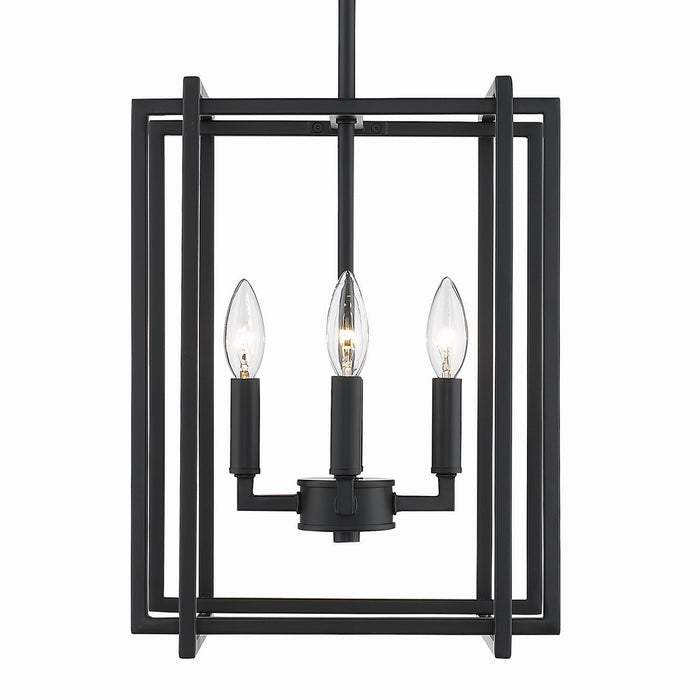 Golden 6070-4 BLK-BLK Four Light Chandelier, Matte Black